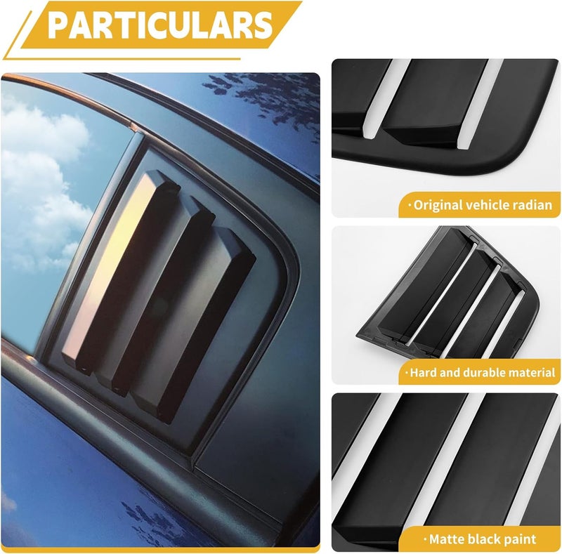 TENGBASE for Dodge Charger 2011-2023 2024 Side Window Shades Cover Blinds, Dodge Charger Window Louver ABS Black (2Pack) - Image 3